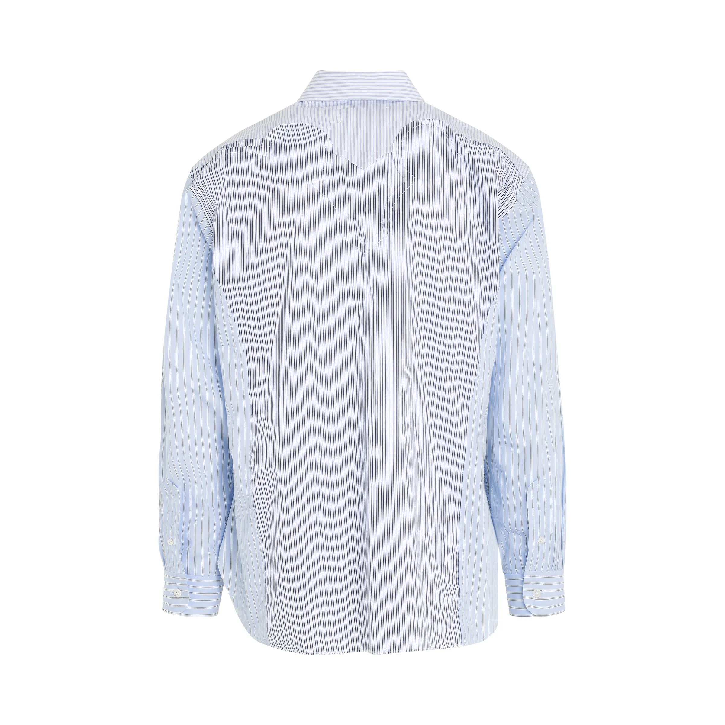 Pin Striped Long Sleeved Shirt in White Blue sold by MARAIS product image thumbnail 4
