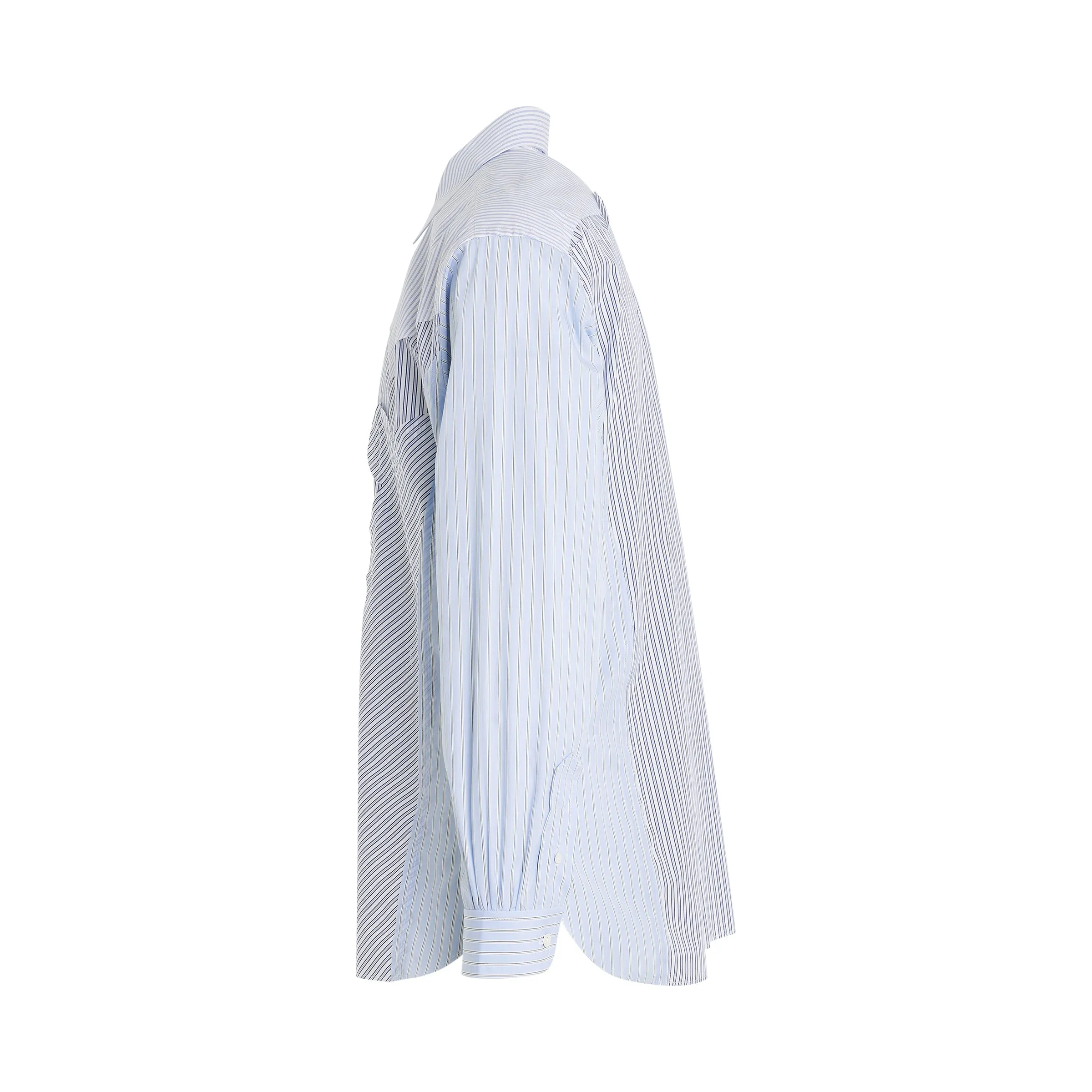Pin Striped Long Sleeved Shirt in White Blue sold by MARAIS product image thumbnail 3