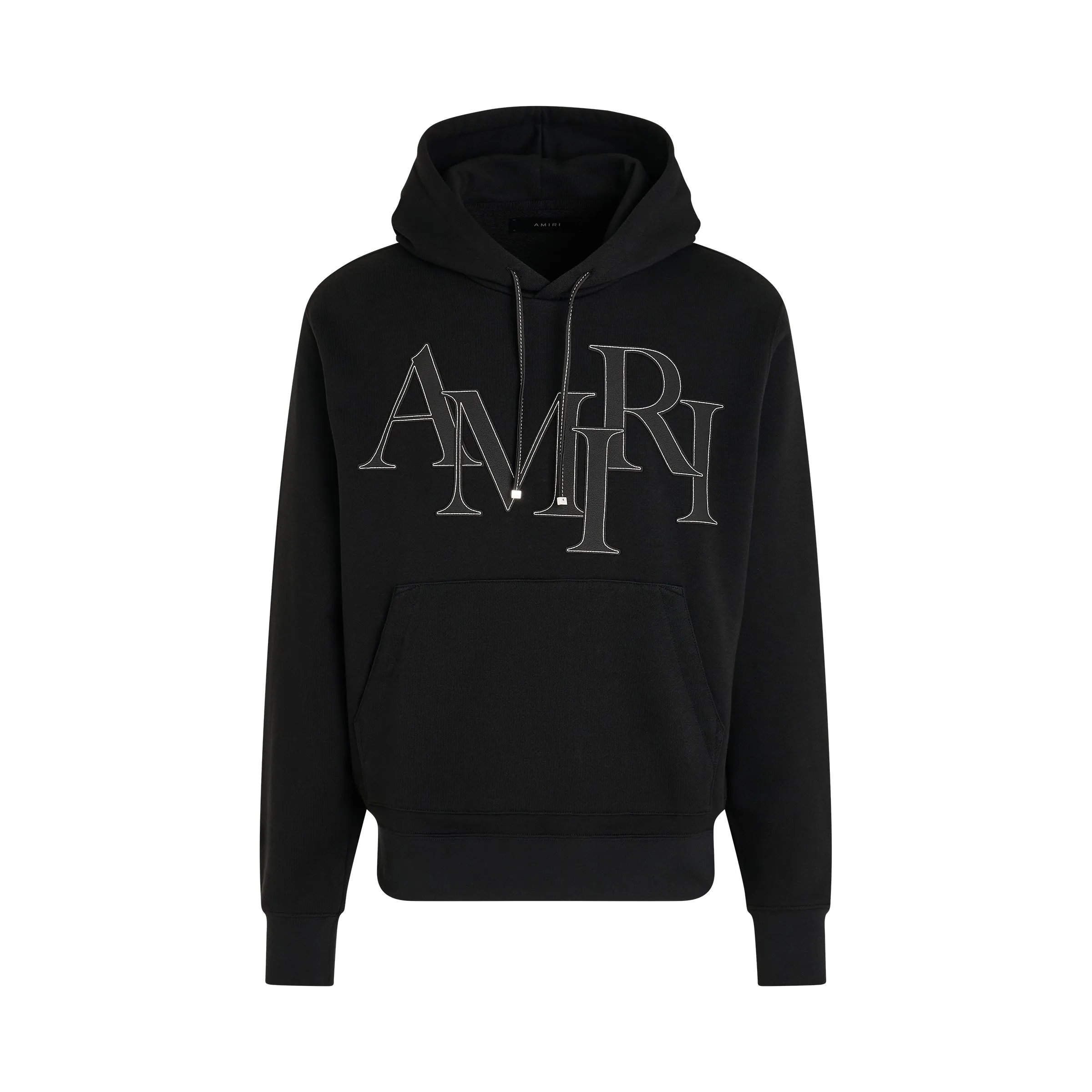 Staggered Logo Hoodie in Black sold by MARAIS