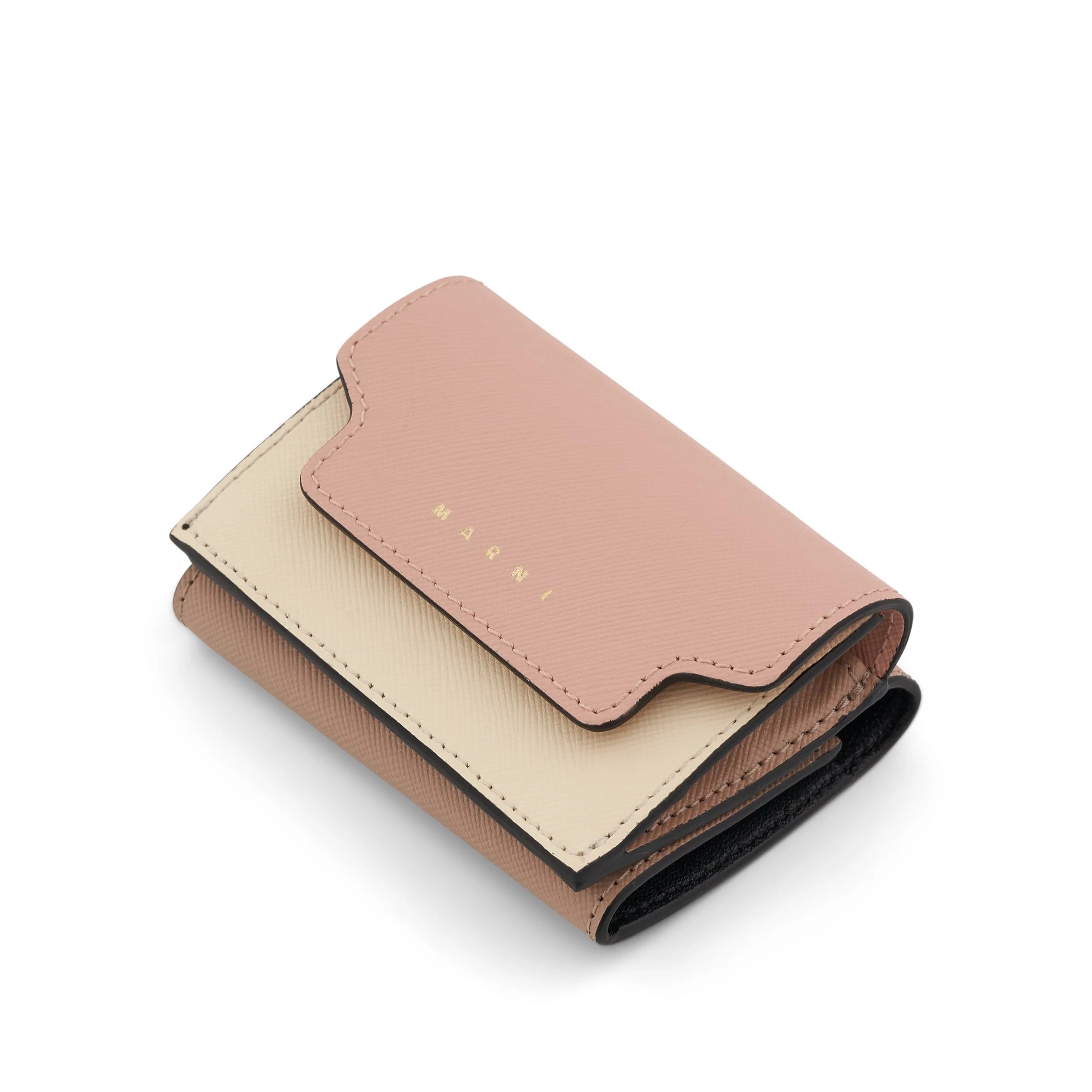 Trifold Saffiano Leather Wallet in Camellia/Talc sold by MARAIS product image thumbnail 5