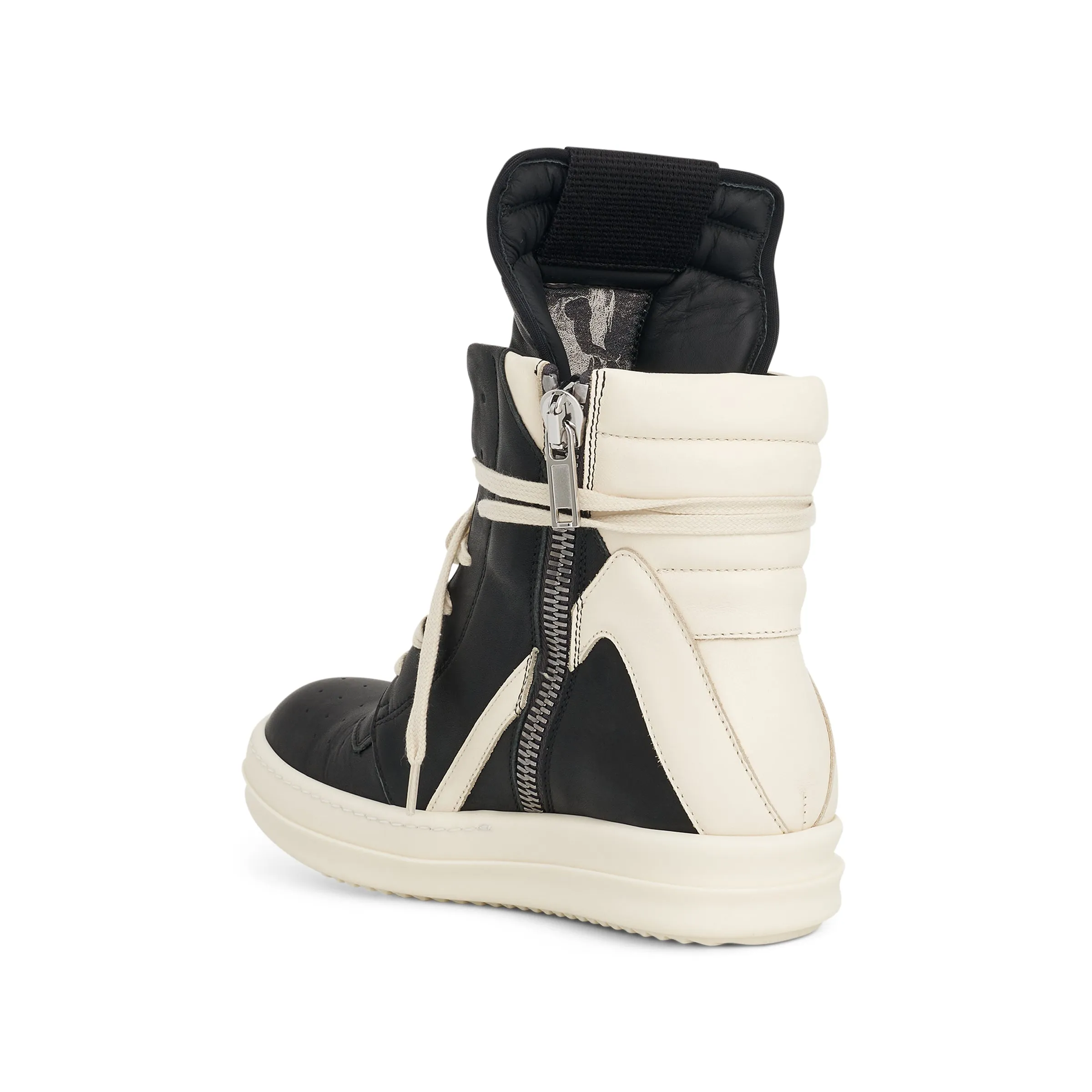 Women Washed Calf Geobasket Leather Sneaker in Black/Milk sold by MARAIS product image thumbnail 3