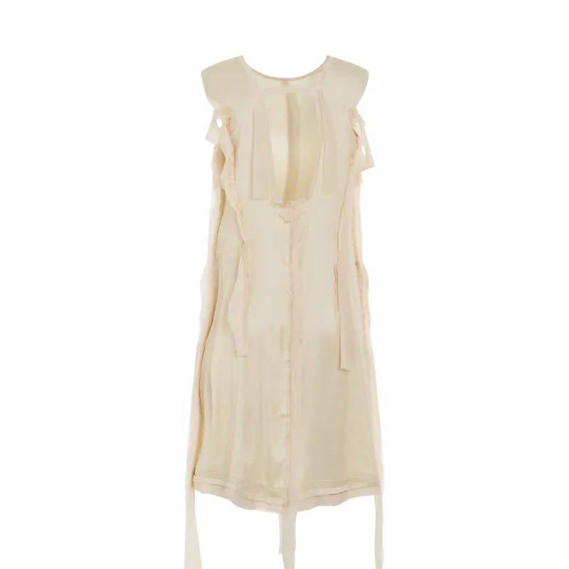 Asymmetric Distressed Dress in Butter sold by MARAIS