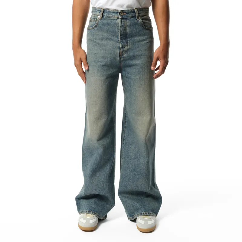 Wide Leg Jeans in Washed Denim sold by MARAIS