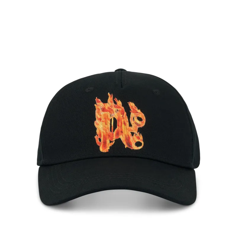 Burning Monogram Cap in Black/Gold sold by MARAIS