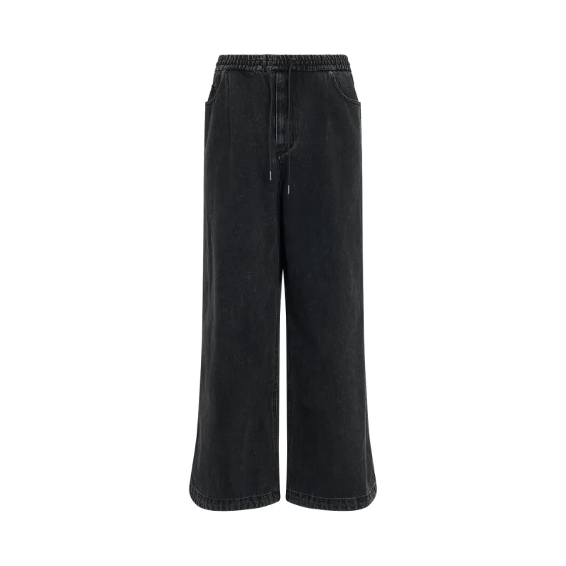 Eband Wide Denim Pants in Black sold by MARAIS