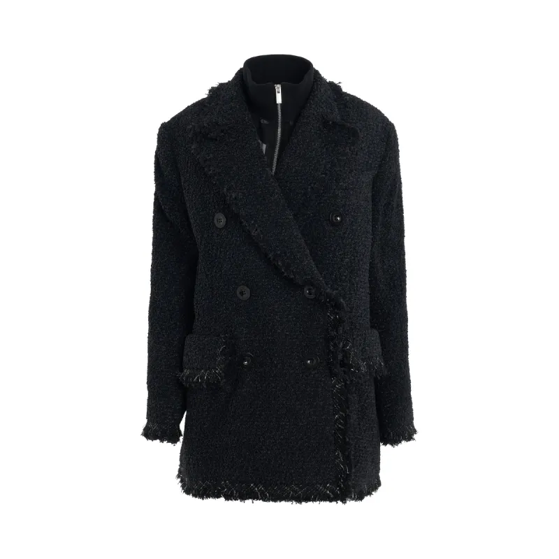 Long Tweed Jacket in Black sold by MARAIS