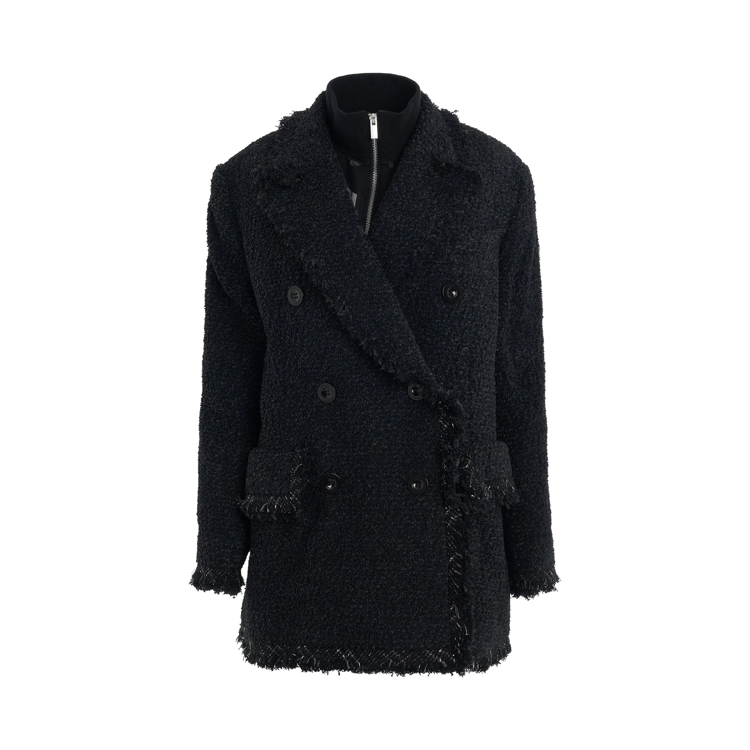 Long Tweed Jacket in Black sold by MARAIS