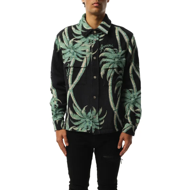 Palm Tapestry Overshirt in Black sold by MARAIS