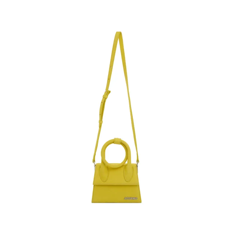 Le Chiquito Noeud Grained Leather Bag in Neon Yellow sold by MARAIS