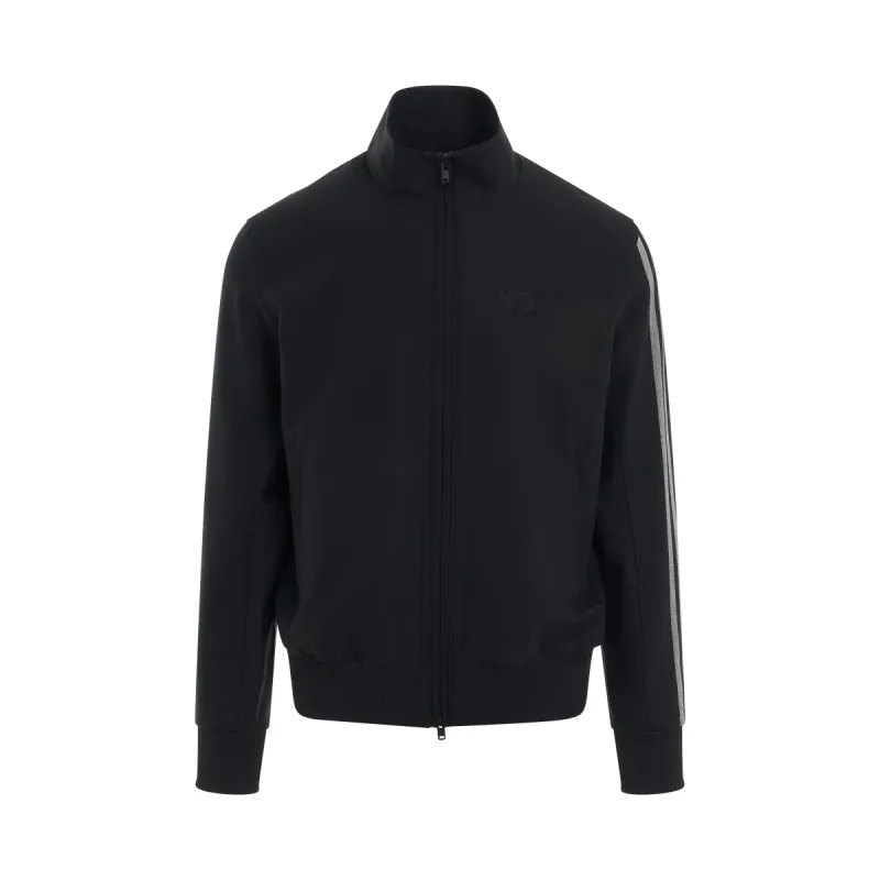 3 Stripes Refined Wool Track Jacket in Black sold by MARAIS
