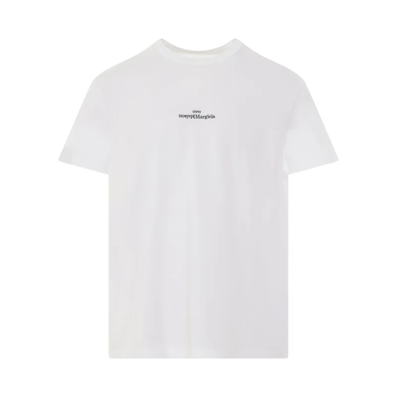 Upside Down Logo T-Shirt in White/Black sold by MARAIS