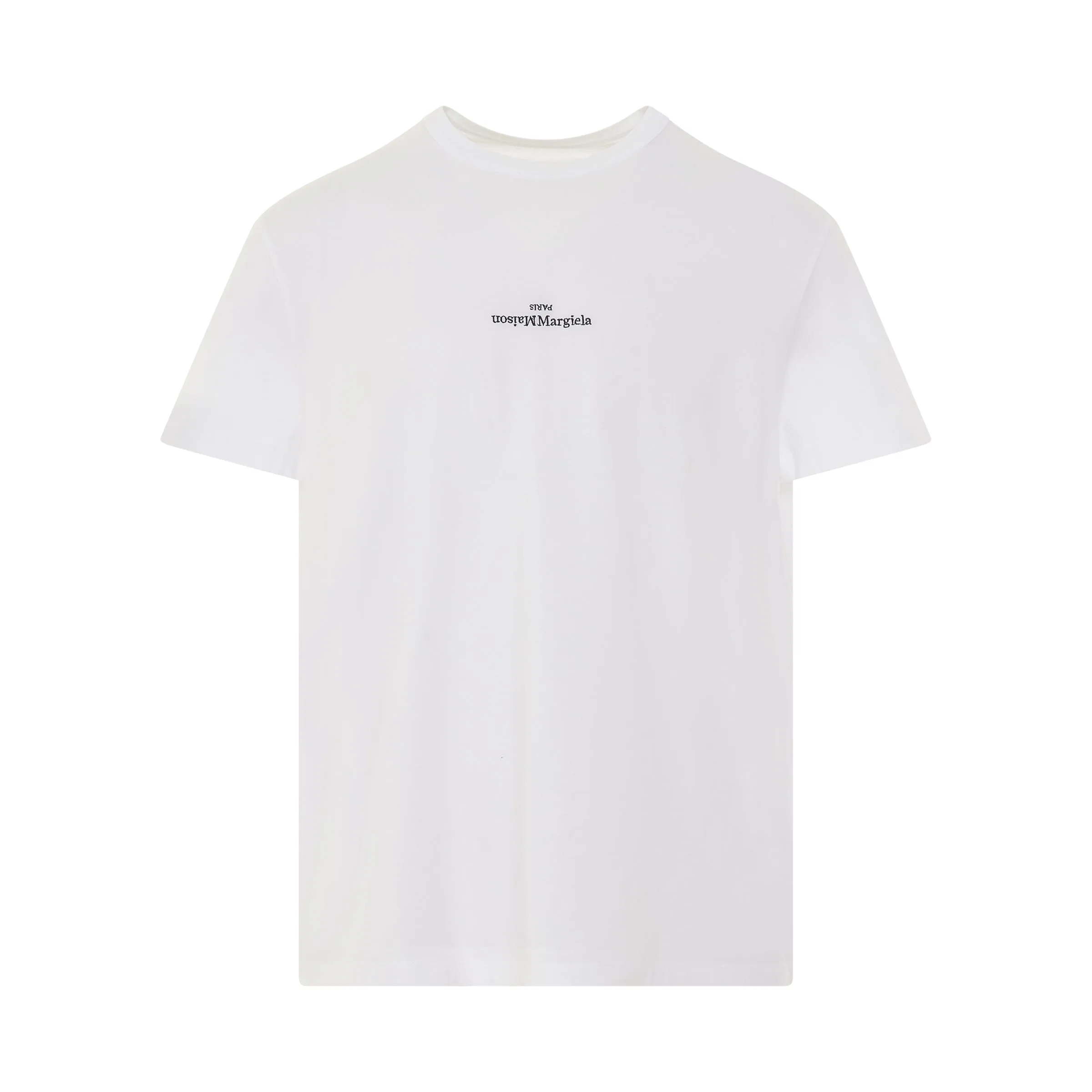 Upside Down Logo T-Shirt in White/Black sold by MARAIS