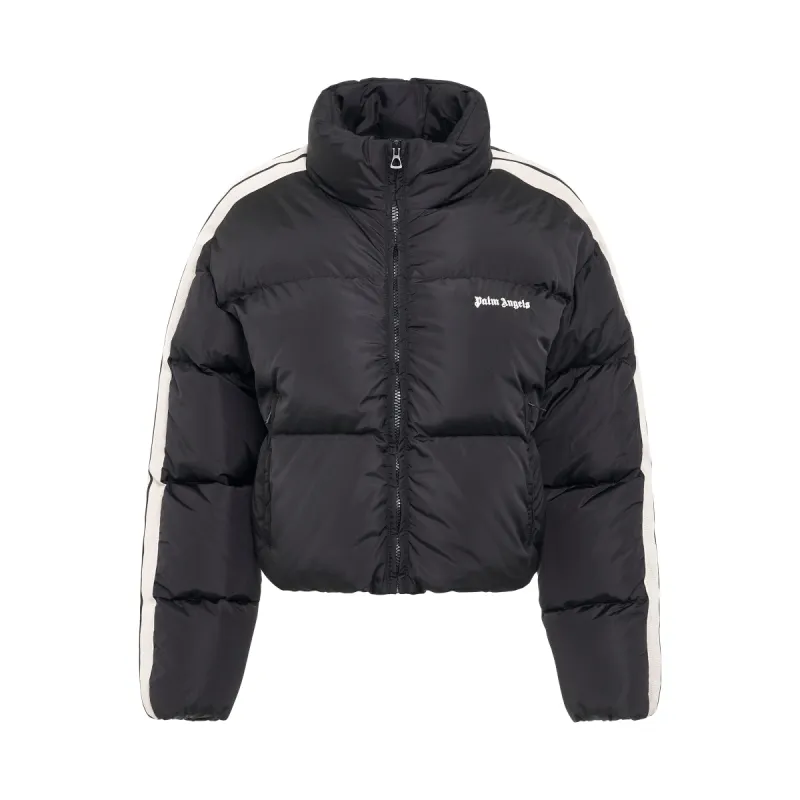 Crop Track Down Jacket in Black/White sold by MARAIS