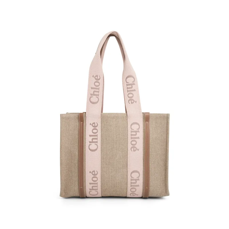 Chloe Casual Style Plain Logo Totes in Blushy Beige sold by MARAIS