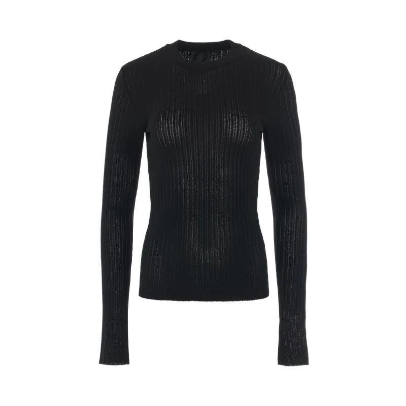 Ribbed Crewneck Sweater in Black sold by MARAIS