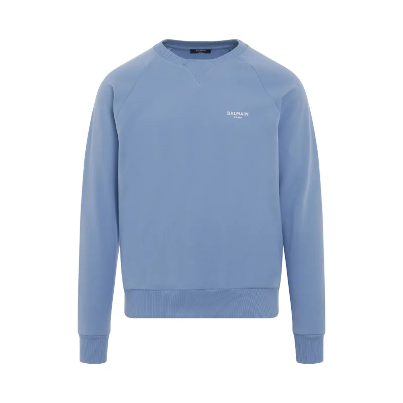 Classic Flock Logo Sweatshirt in Light Blue made by MARAIS