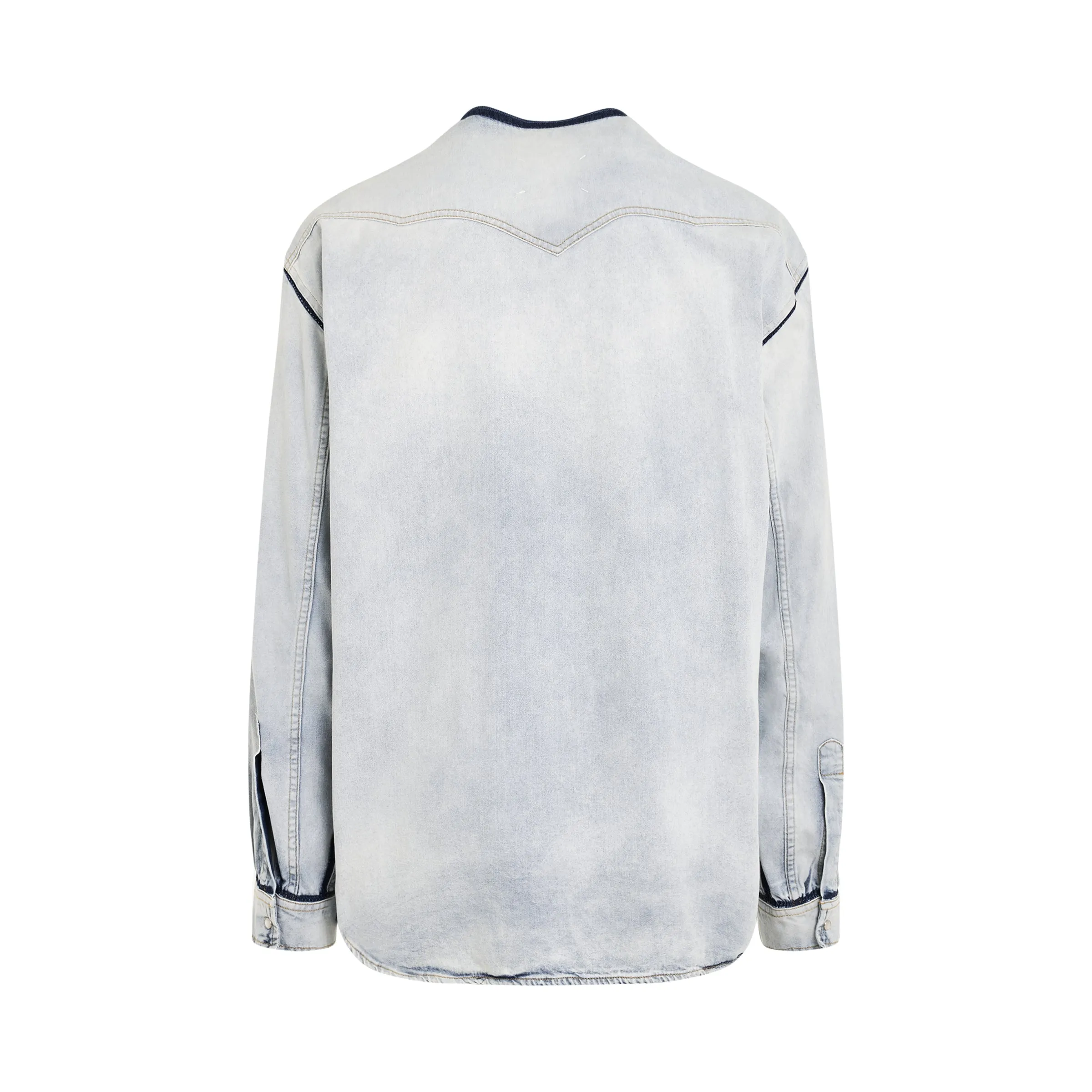 Collarless Denim Overshirt in Icy Slip sold by MARAIS product image thumbnail 4