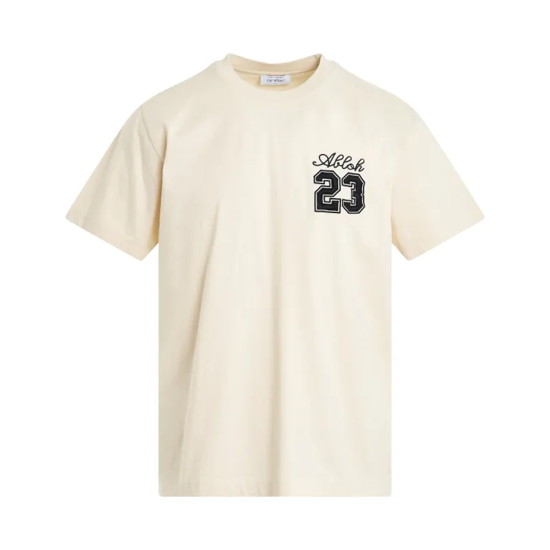 23 Embroidered Logo Slim Fit T-Shirt in Beige sold by MARAIS