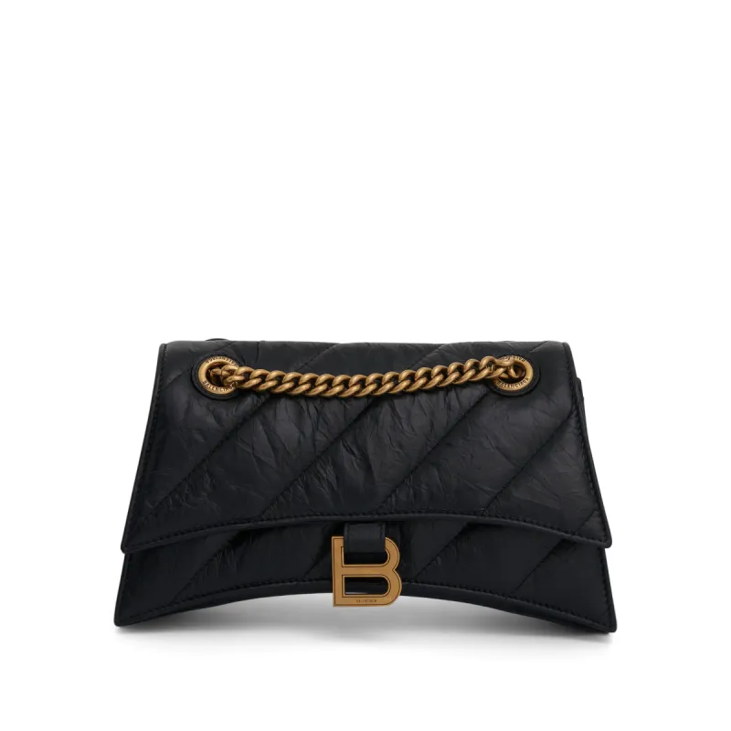 Crush Small Chain Quilted Bag in Black sold by MARAIS