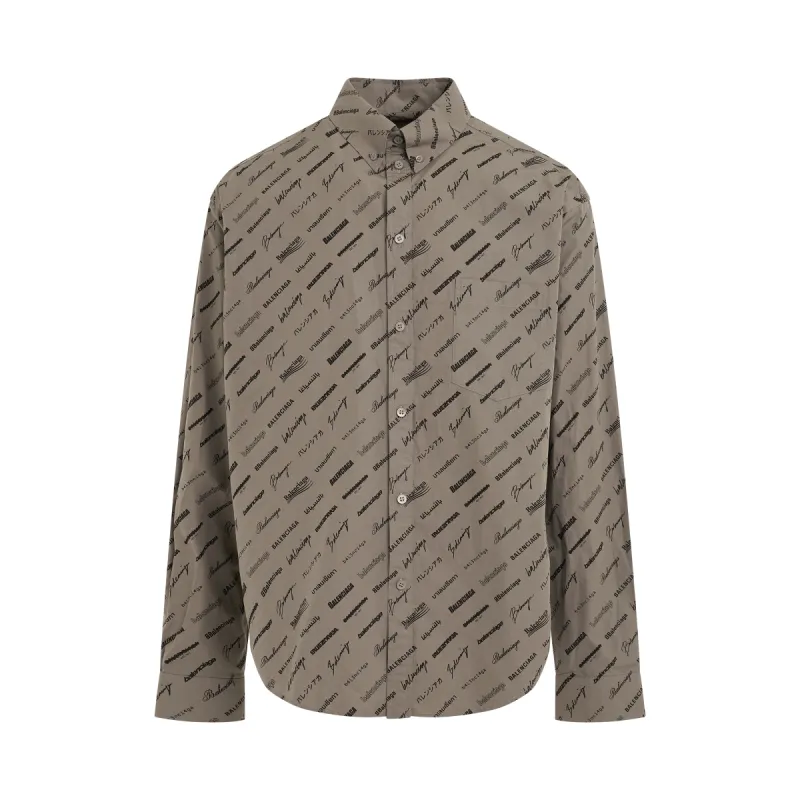 Logomania Allover Large Fit Shirt in Dust/Black sold by MARAIS