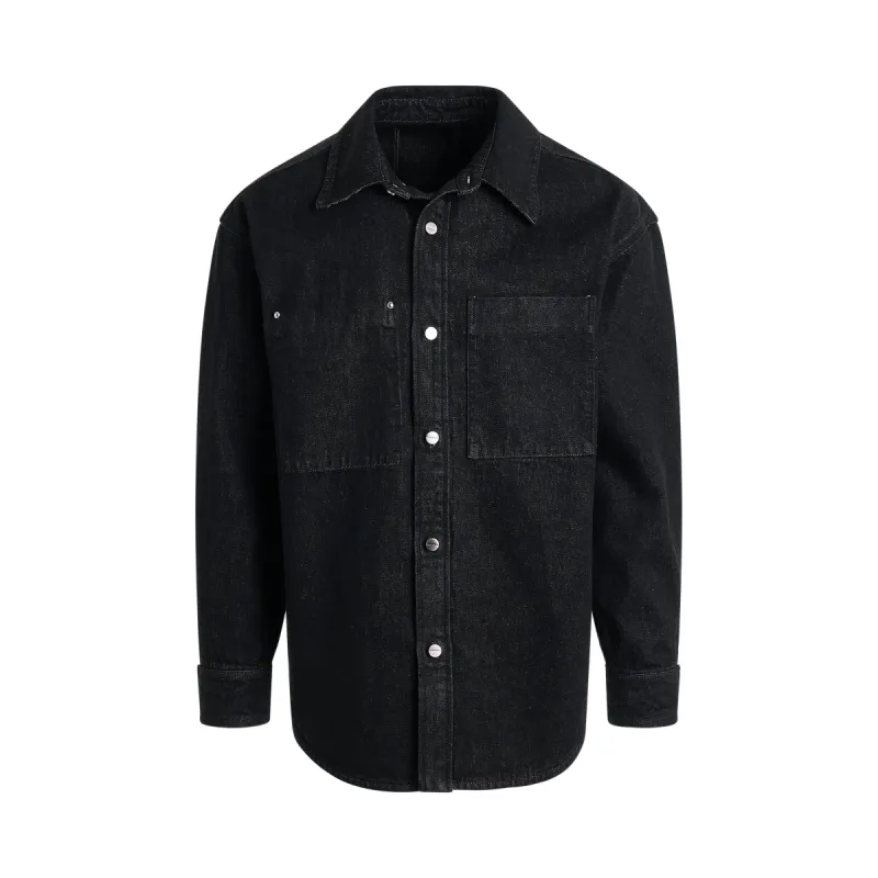 Denim Jellyfish Print Shirt in Grey sold by MARAIS