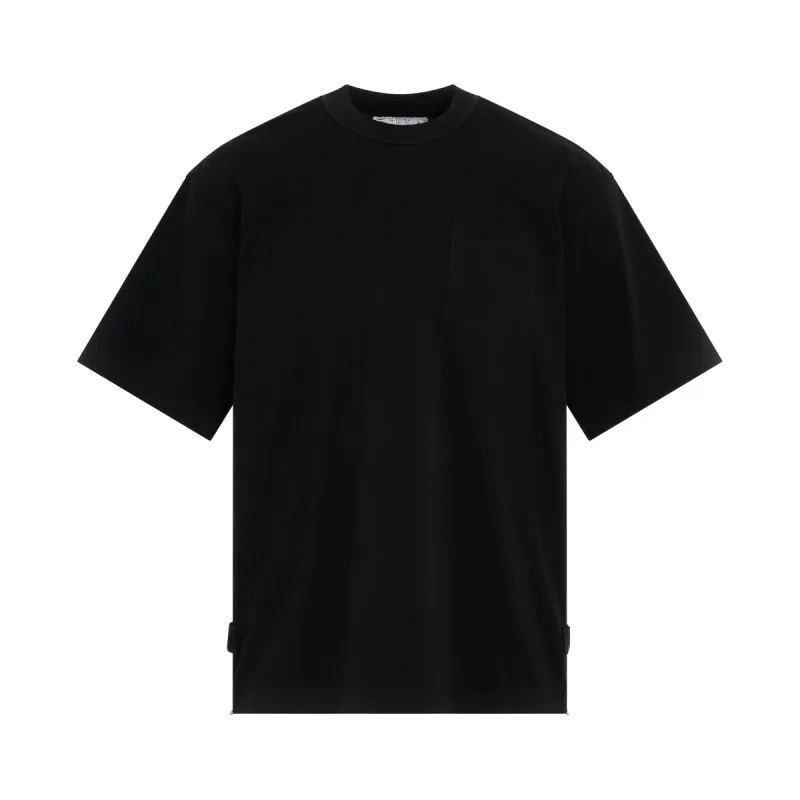 Side Zip Cotton Jersey T-Shirt in Black sold by MARAIS