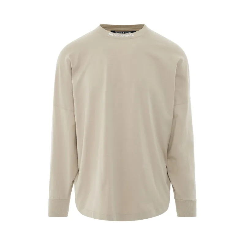 Classic Logo Oversize Long Sleeve T-Shirt in Beige/White sold by MARAIS