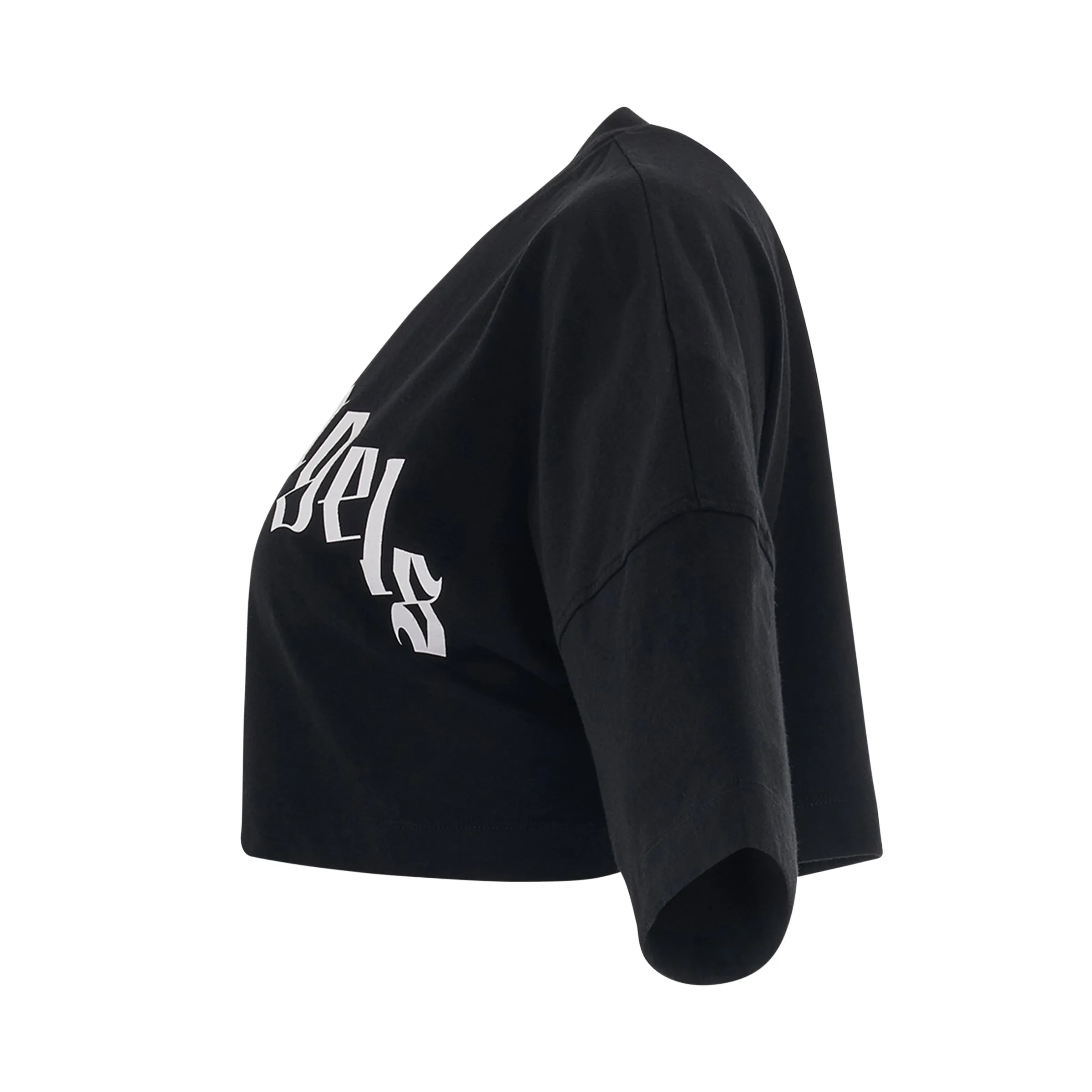 Curved Logo Back Zip Cropped T-Shirt in Black/White sold by MARAIS product image thumbnail 3