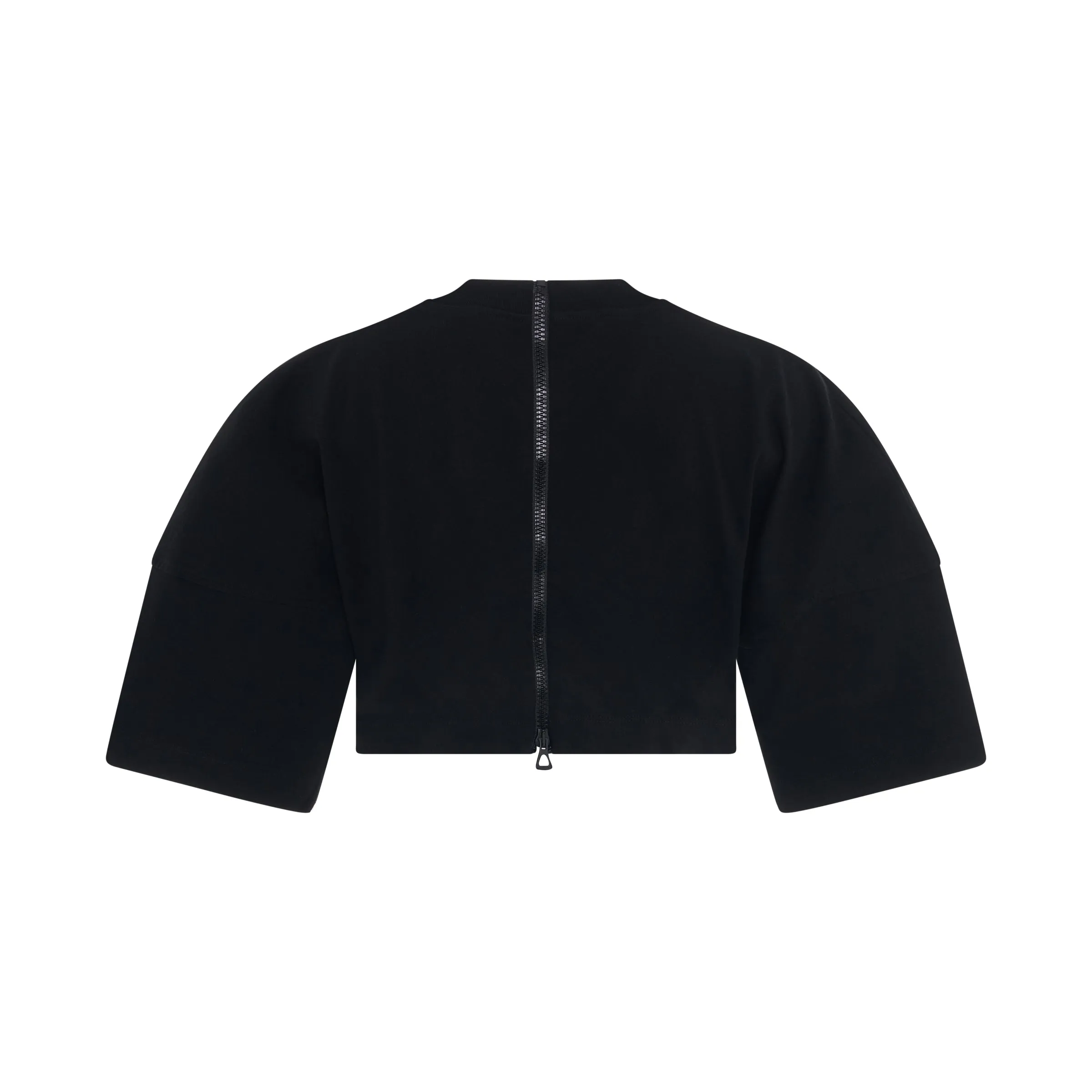 Curved Logo Back Zip Cropped T-Shirt in Black/White sold by MARAIS product image thumbnail 4