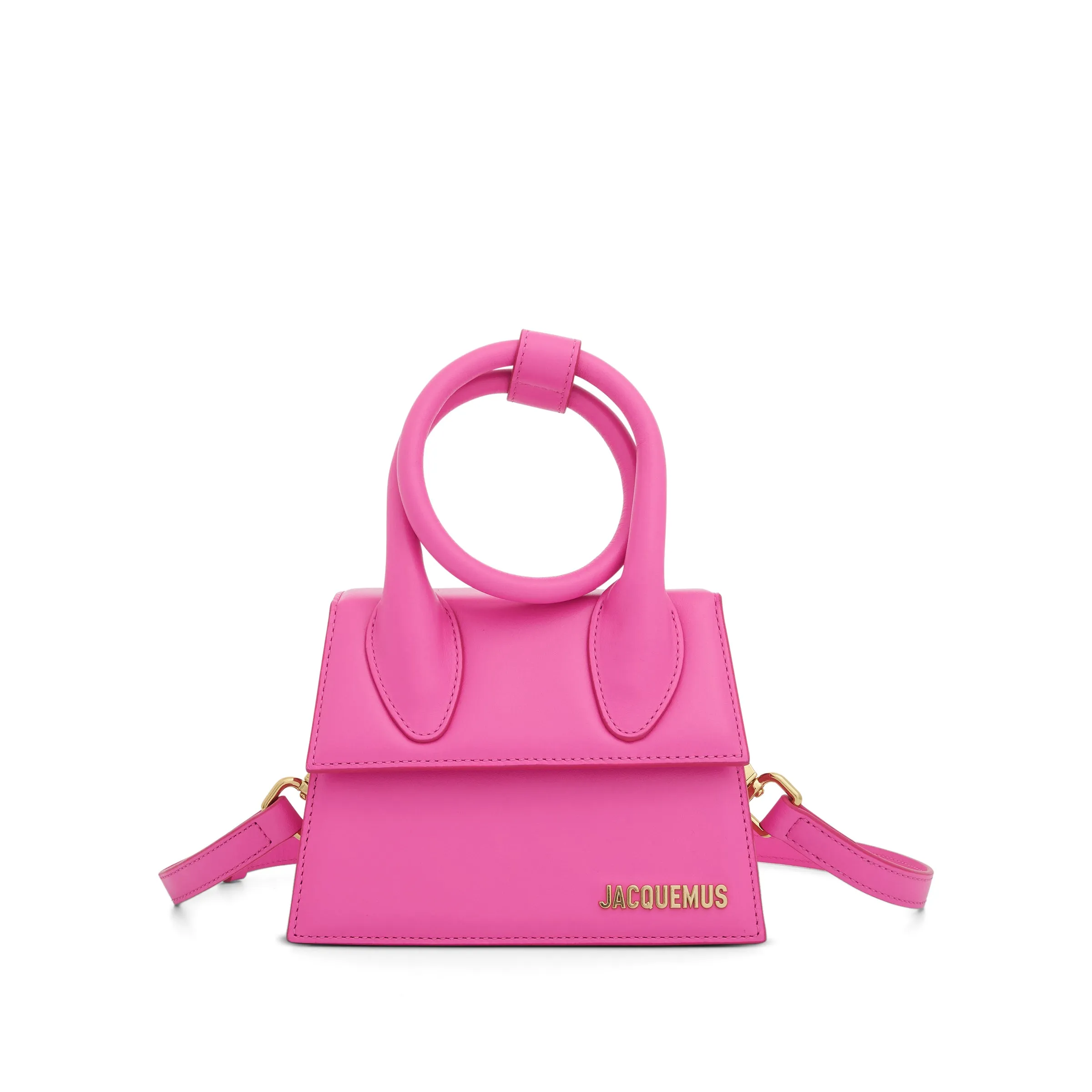 Le Chiquito Noeud Leather Bag in Neon Pink sold by MARAIS