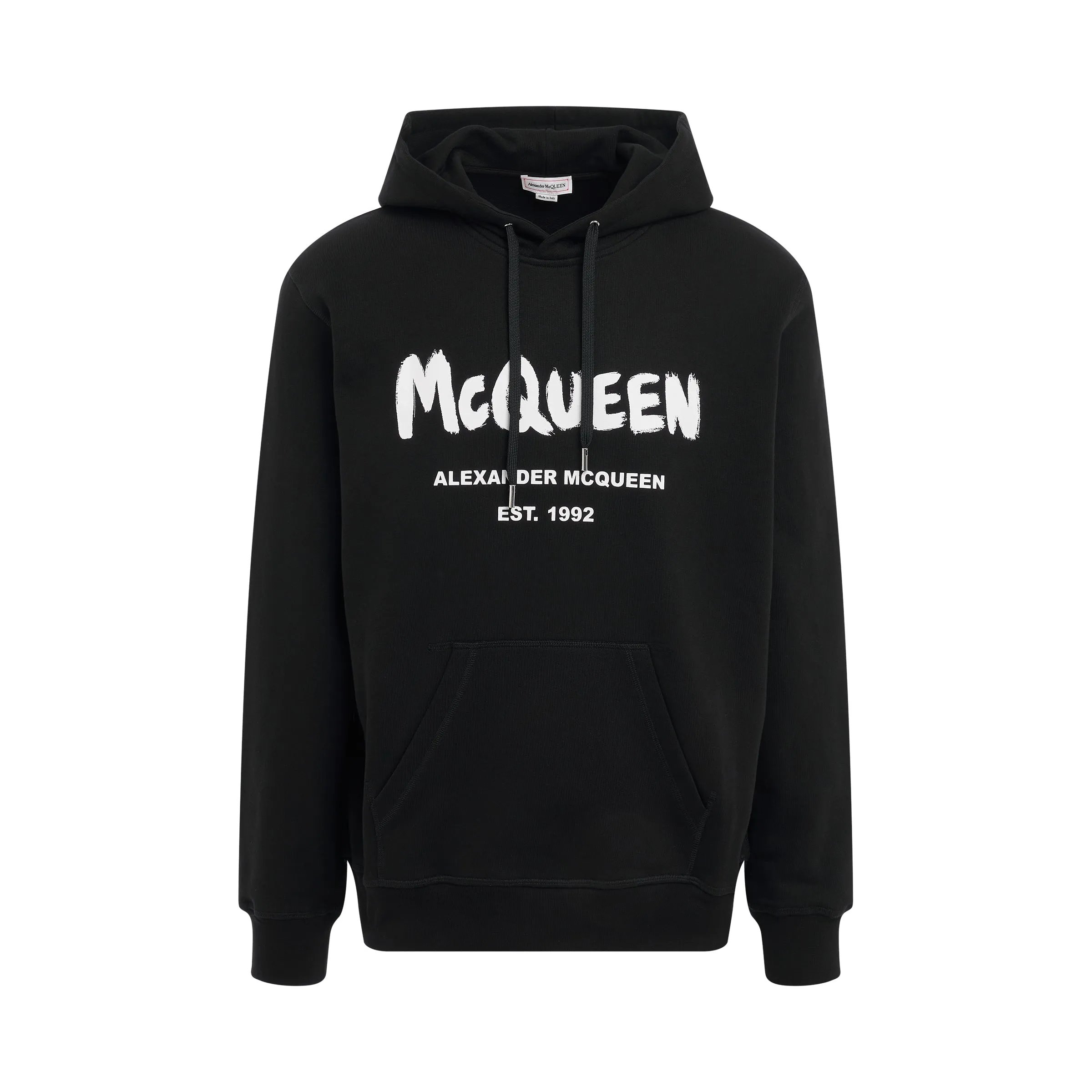 Graffiti Print Hoodie in Black/Ivory sold by MARAIS