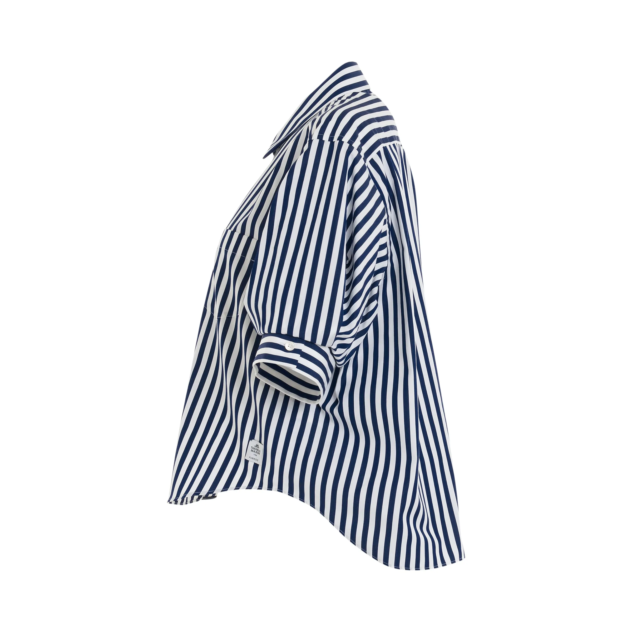 Thomas Mason Cotton Poplin L/S Shirt in Navy Stripe sold by MARAIS product image thumbnail 3