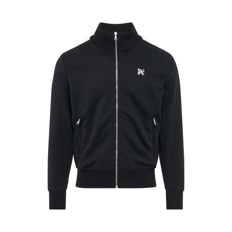 Monogram Embroidered Track Jacket in Black sold by MARAIS