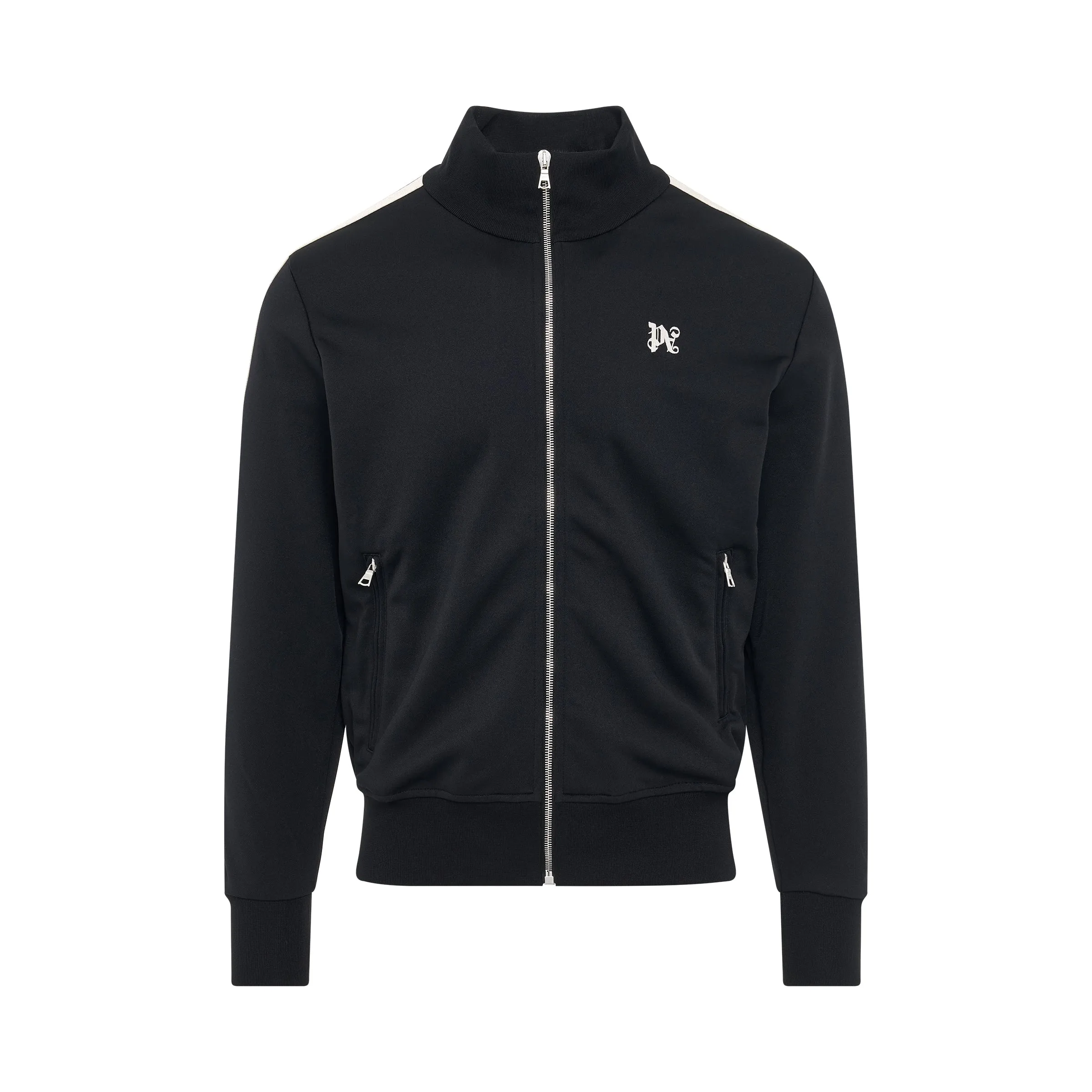 Monogram Embroidered Track Jacket in Black sold by MARAIS