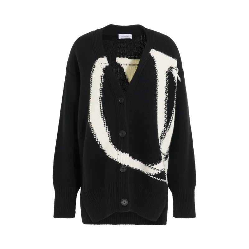 OW Maxi Logo Cardigan in Black sold by MARAIS