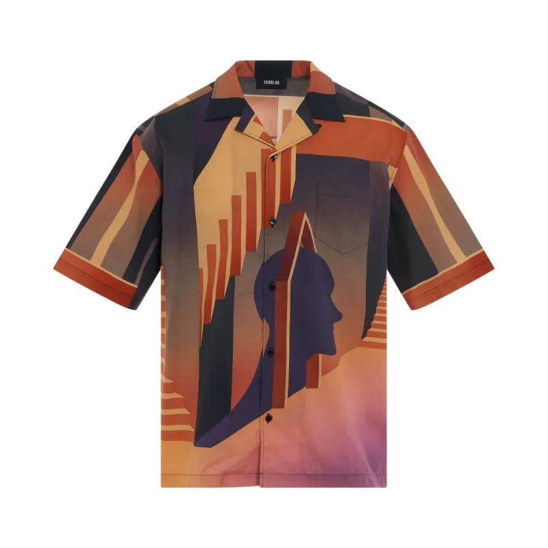 Graphic Bowling Shirt in Warm Desert sold by MARAIS