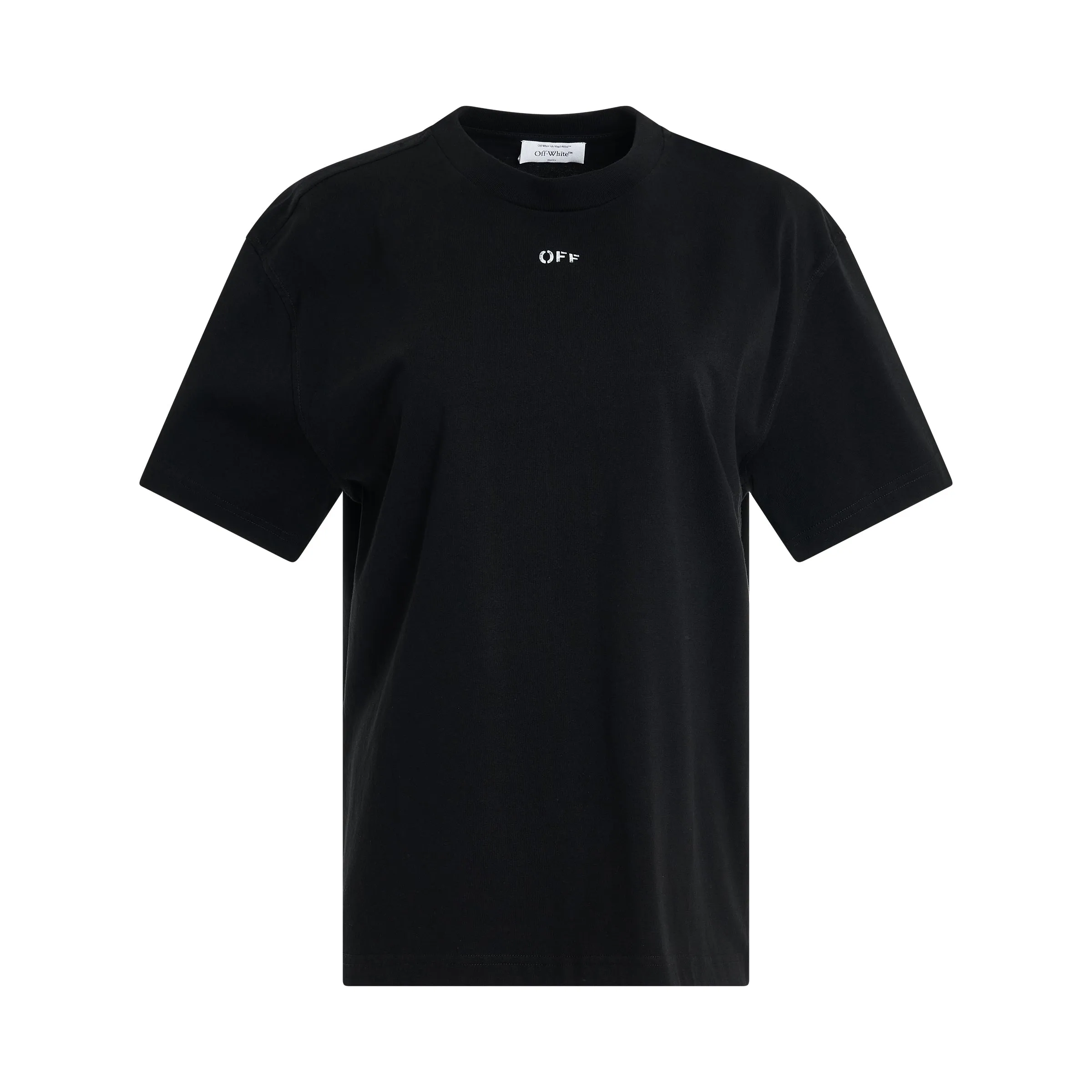 Diagonal Embroidered Casual T-Shirt in Black sold by MARAIS