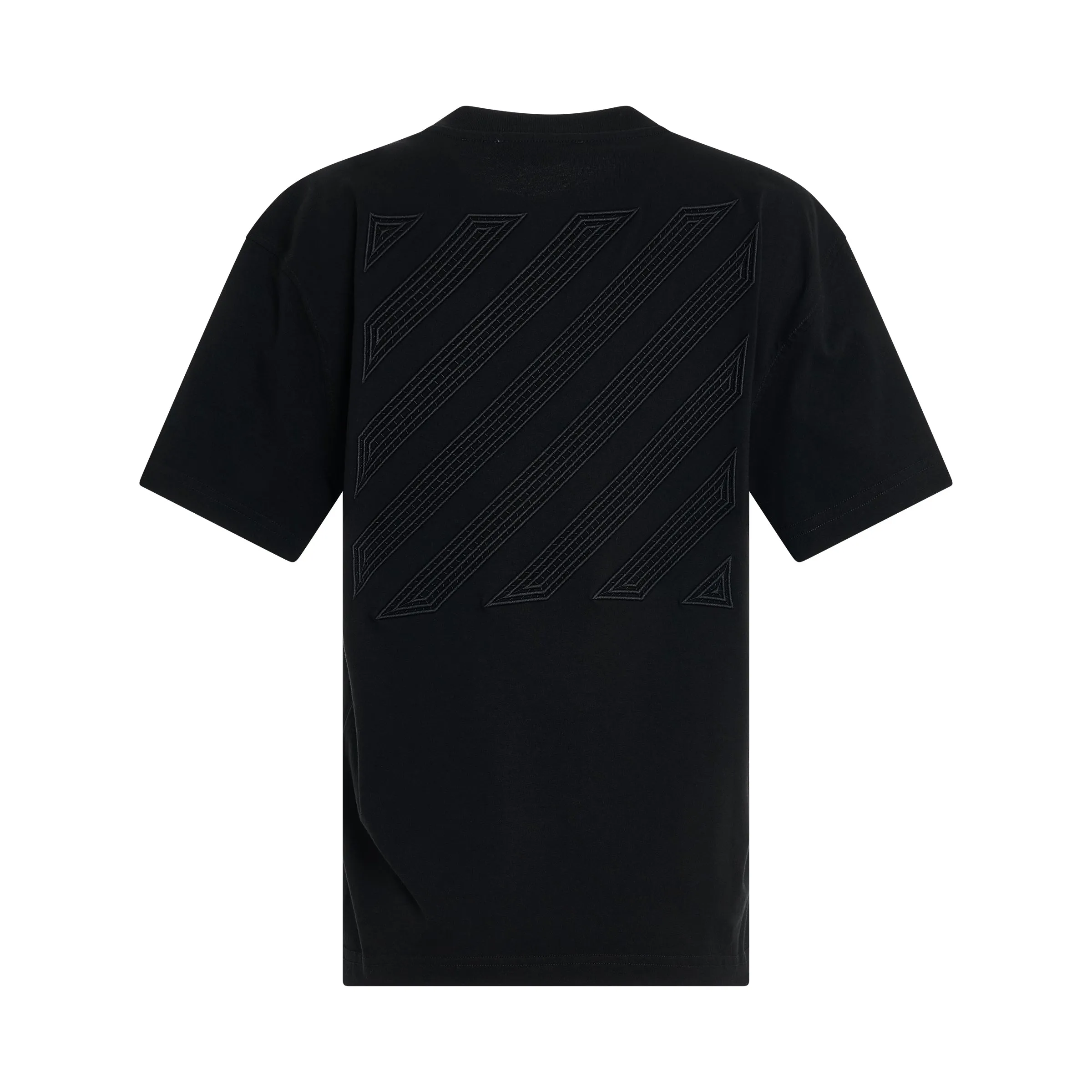 Diagonal Embroidered Casual T-Shirt in Black sold by MARAIS product image thumbnail 4