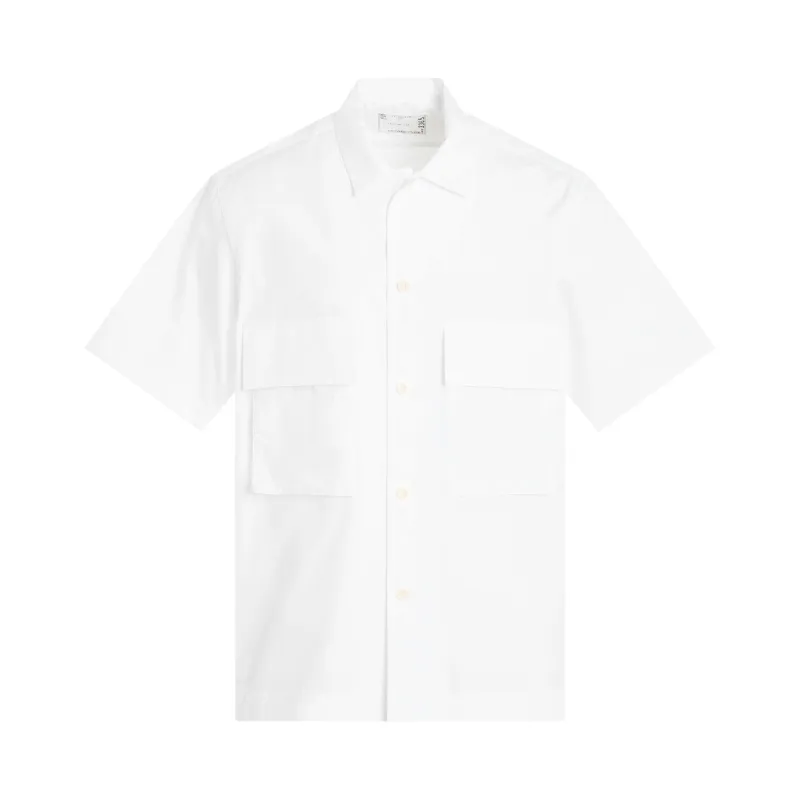 Thomas Mason Cotton Poplin Short Sleeve Shirt in Off White sold by MARAIS