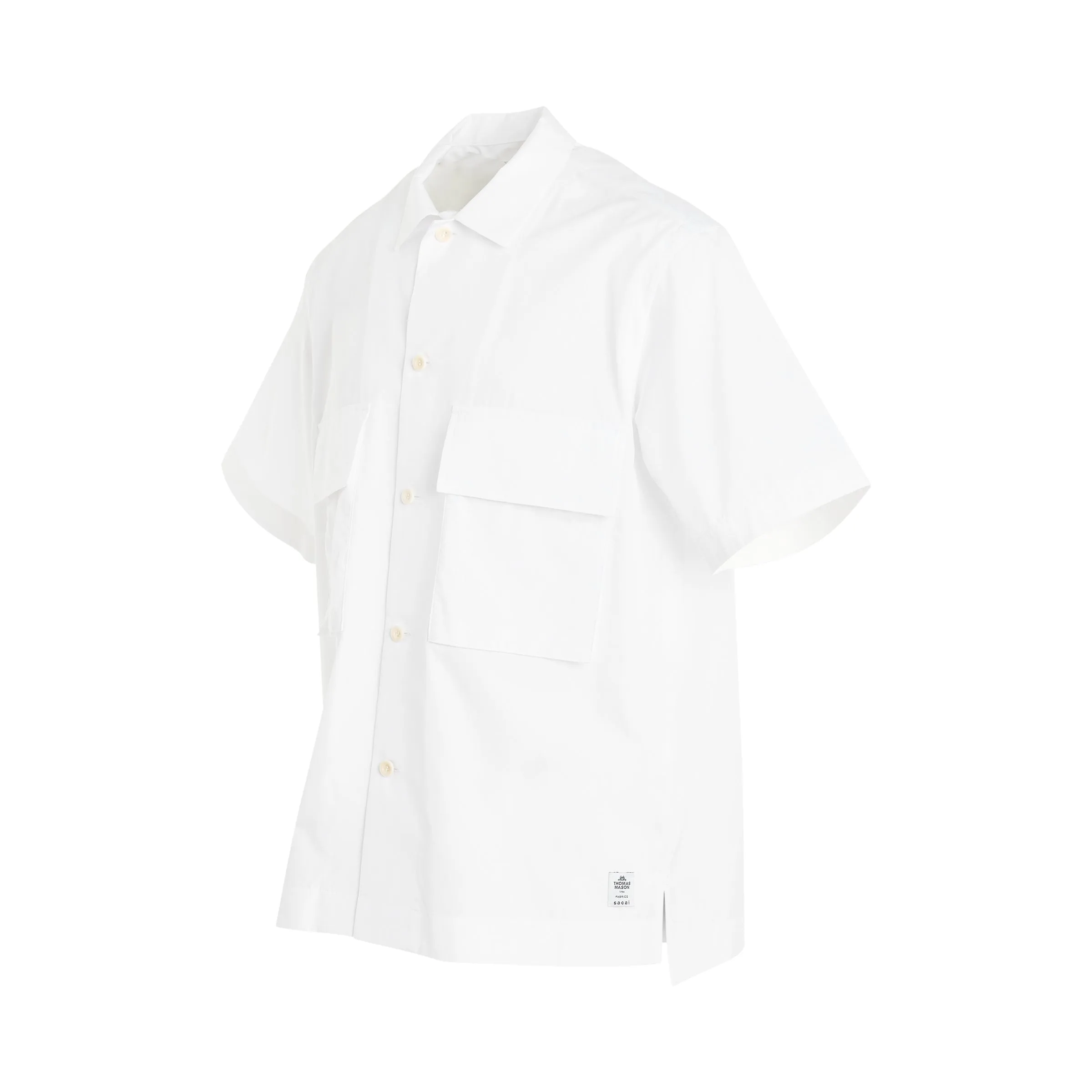 Thomas Mason Cotton Poplin Short Sleeve Shirt in Off White sold by MARAIS product image thumbnail 2