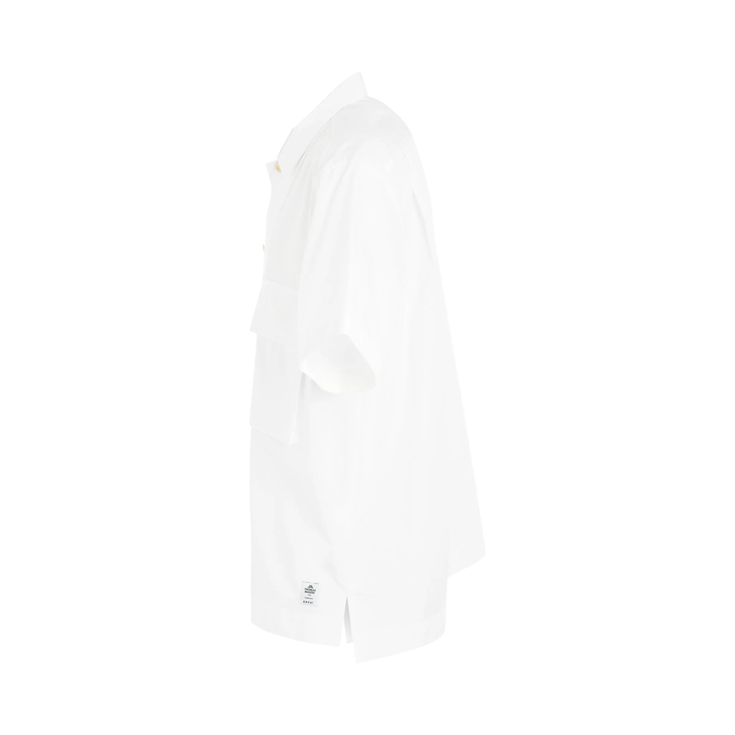 Thomas Mason Cotton Poplin Short Sleeve Shirt in Off White sold by MARAIS product image thumbnail 3