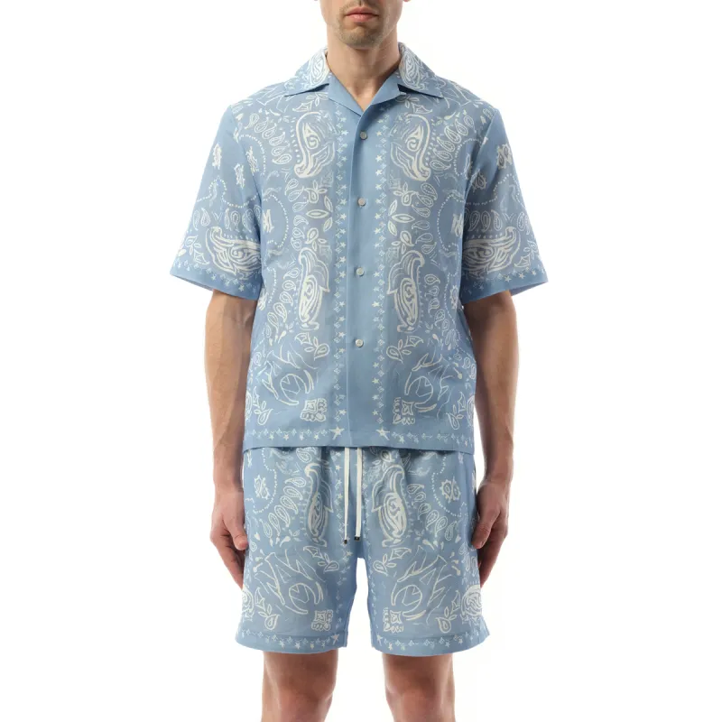 Bandana Watercolour Camp Shirt in Cerulean sold by MARAIS