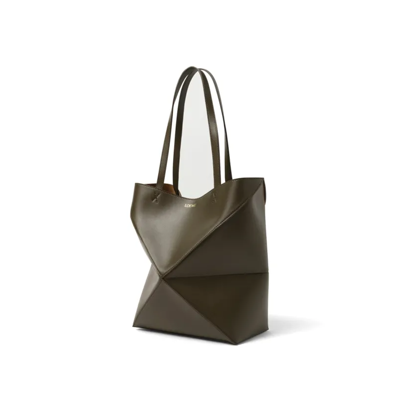 Puzzle Fold Tote Medium in Dark Khaki Green sold by MARAIS