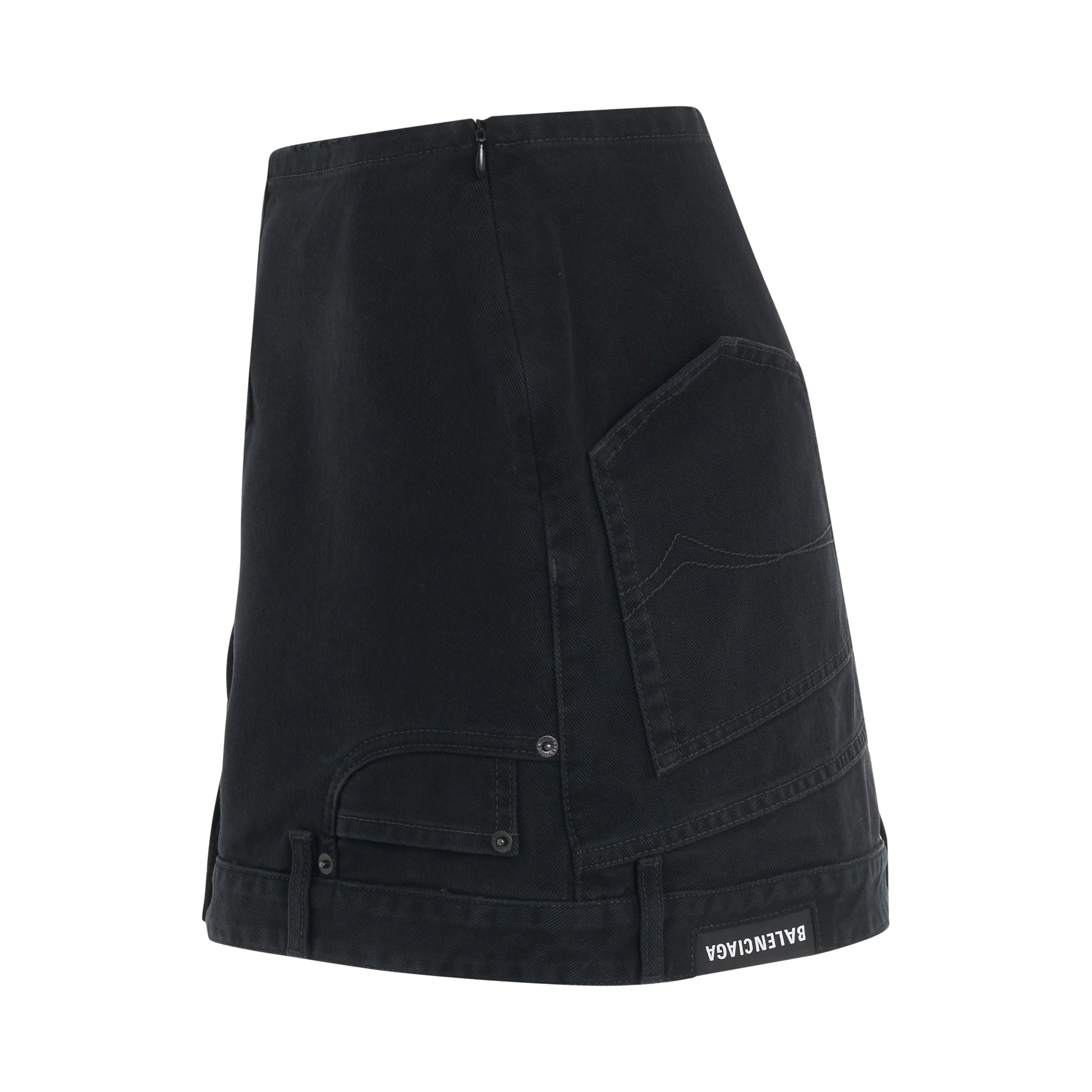Upside Down Denim Mini Skirt in Black sold by MARAIS product image thumbnail 3