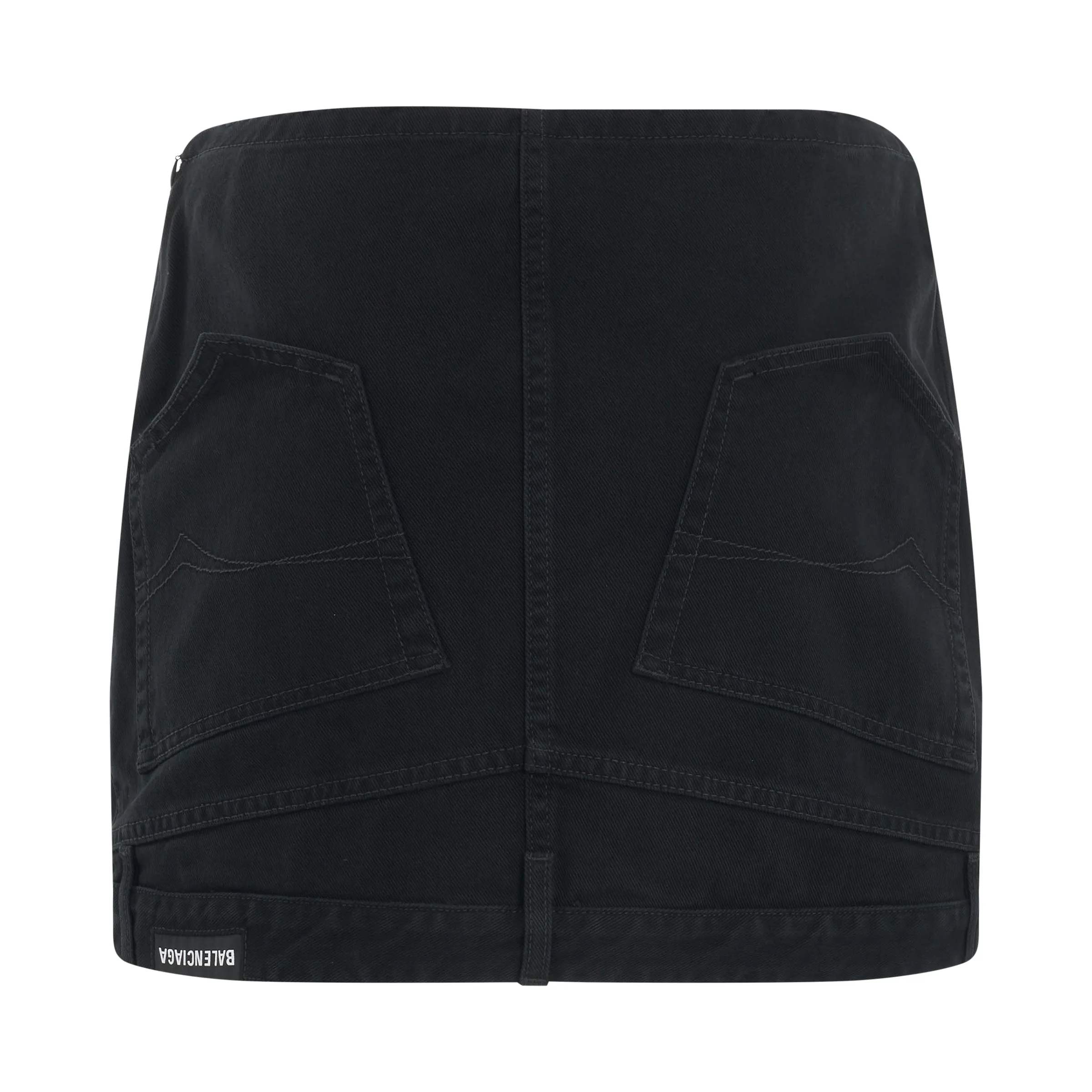 Upside Down Denim Mini Skirt in Black sold by MARAIS product image thumbnail 4