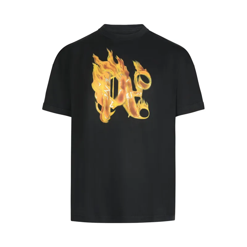 Burning Monogram T-Shirt in Black/Gold sold by MARAIS