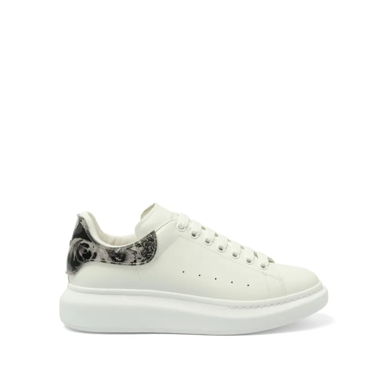 Larry Oversized Flower Print Sneaker in White/Silver sold by MARAIS