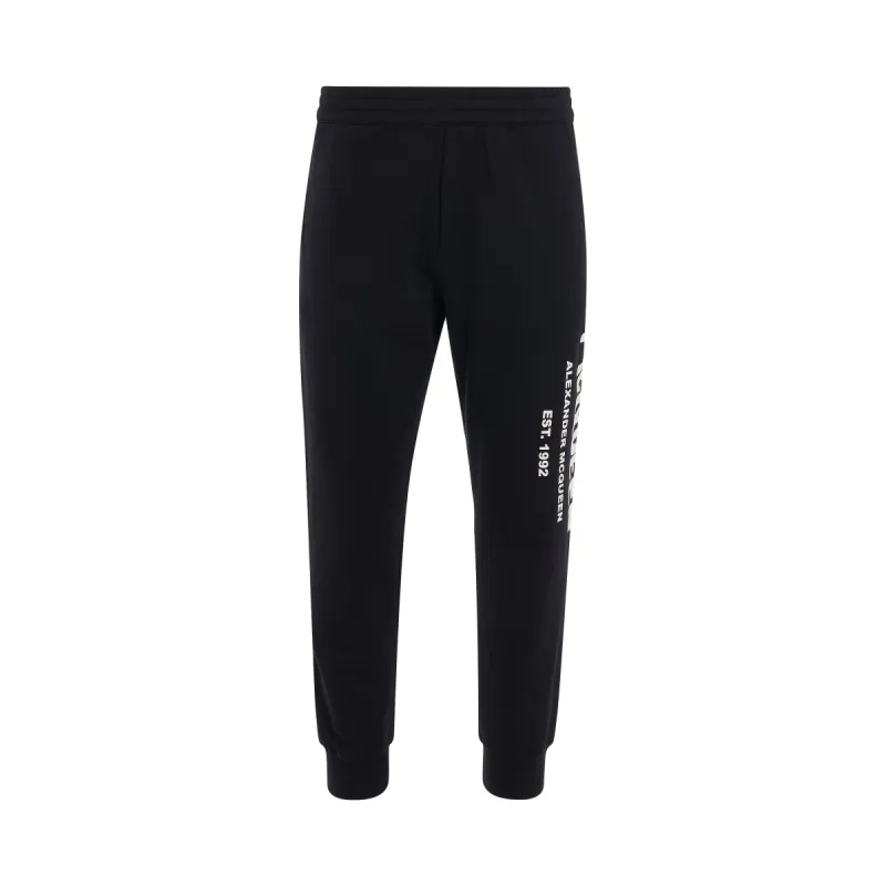 Graffiti Print Joggers Pants in Black/Ivory sold by MARAIS