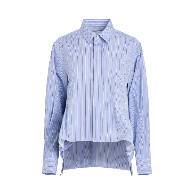 Rushed Thomas Mason Cotton Poplin Shirt in Light Blue Stripe sold by MARAIS