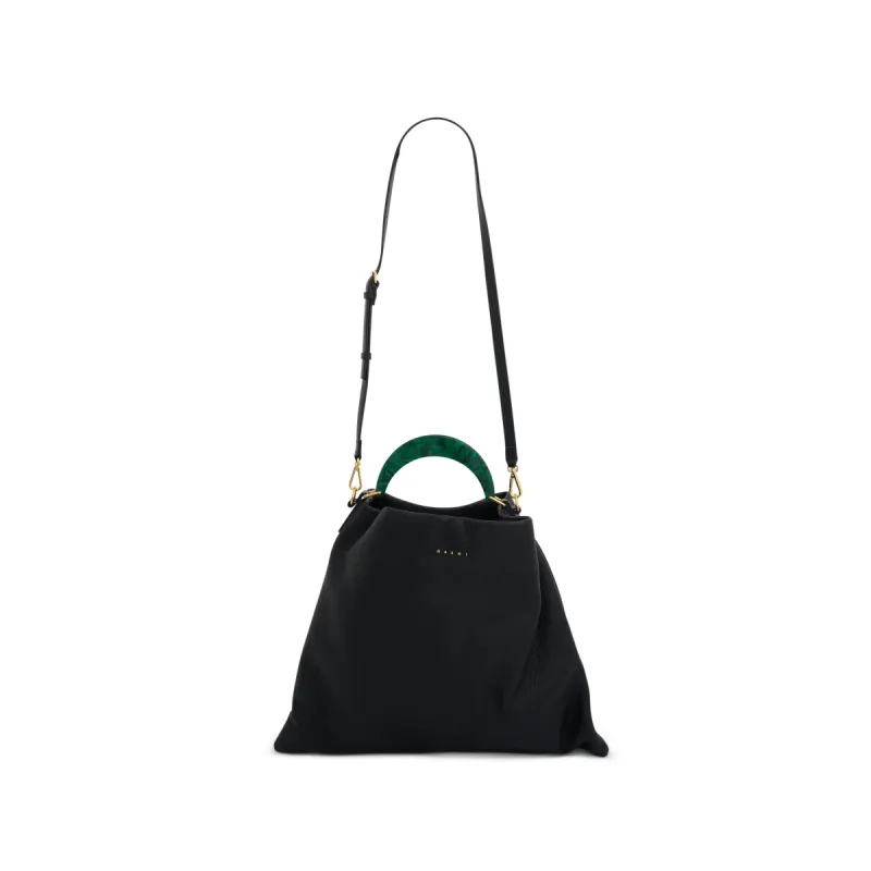 Venice Medium Hobo Bag in Black/Spherical Green sold by MARAIS